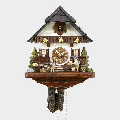 Black Forest Cuckoo Clock - Movable Beer drinker & Edelweiss