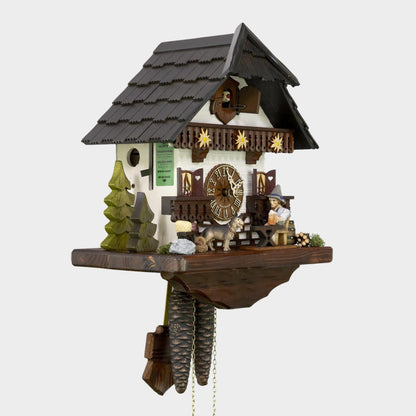 Black Forest Cuckoo Clock - Movable Beer drinker & Edelweiss